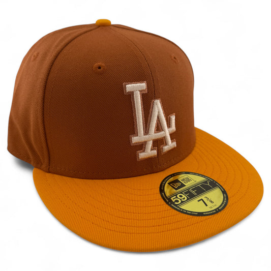 New Era Los Angeles Dodgers MLB Rust Gold Pack Tan 59FIFTY Fitted Hat Cap