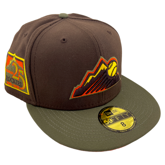 New Era Colorado Rockies 25th Anniversary Patch Brown/Olive/Orange 59FIFTY Hat Cap