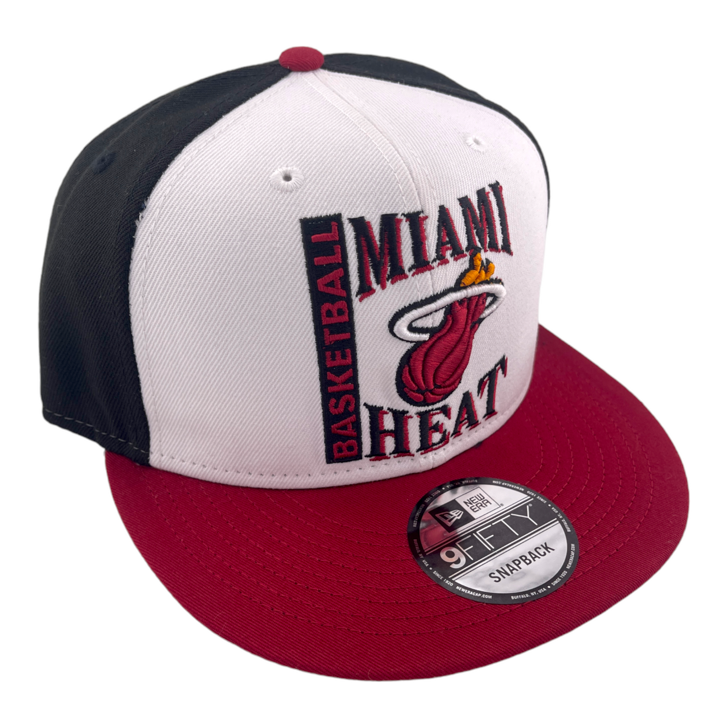 New Era Miami Heat Retro Logo Black/White/Red/Grey UV NBA 9FIFTY Snapback Hat Cap