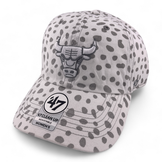 '47 Brand Chicago Bulls NBA White Cheetah Womens Clean Up Adjustable Dad Hat Cap