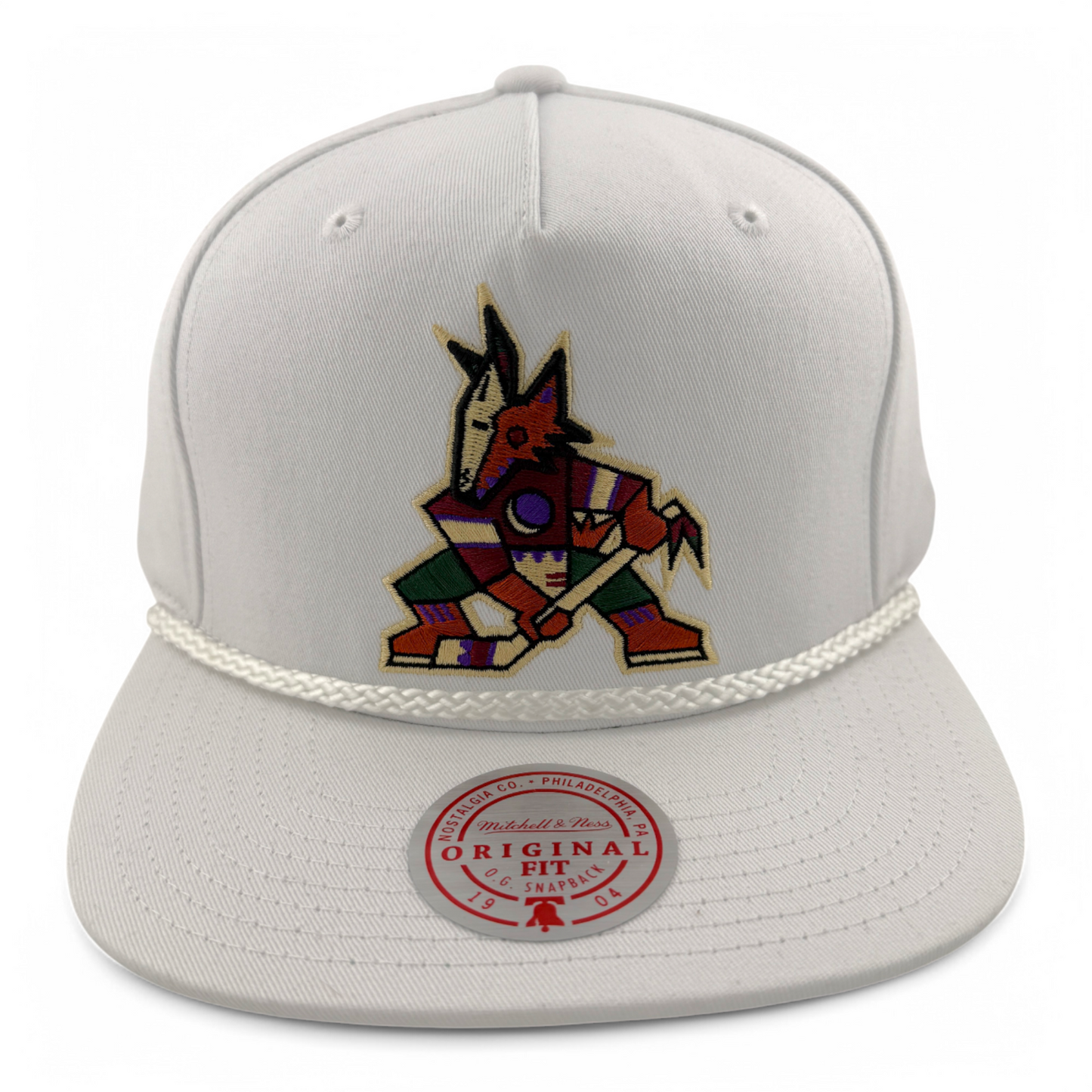 Mitchell & Ness Arizona Coyotes NHL Logo A-Frame Hitch Rope Snapback Hat Cap