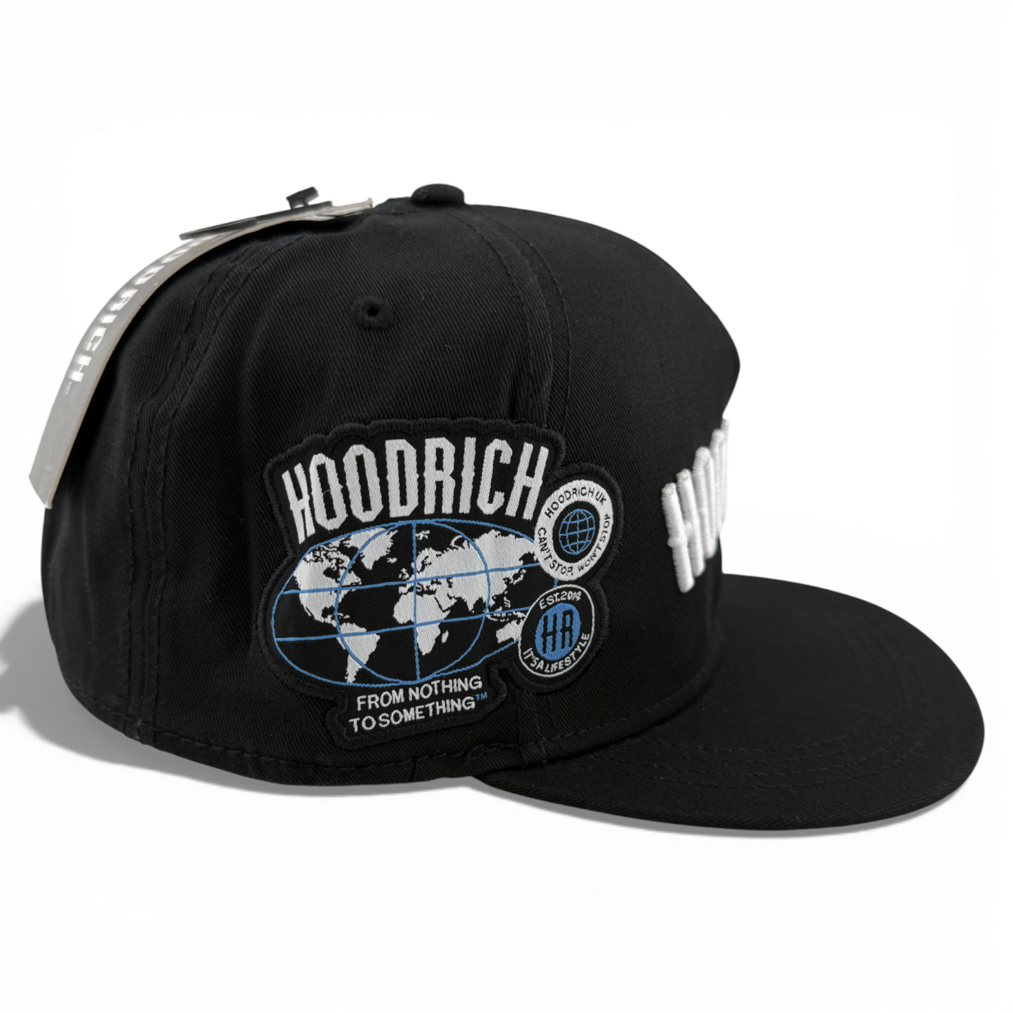 Hoodrich OG Mark Snap Side Patch Black/Blue Flat Bill Adjustable Snapback Hat