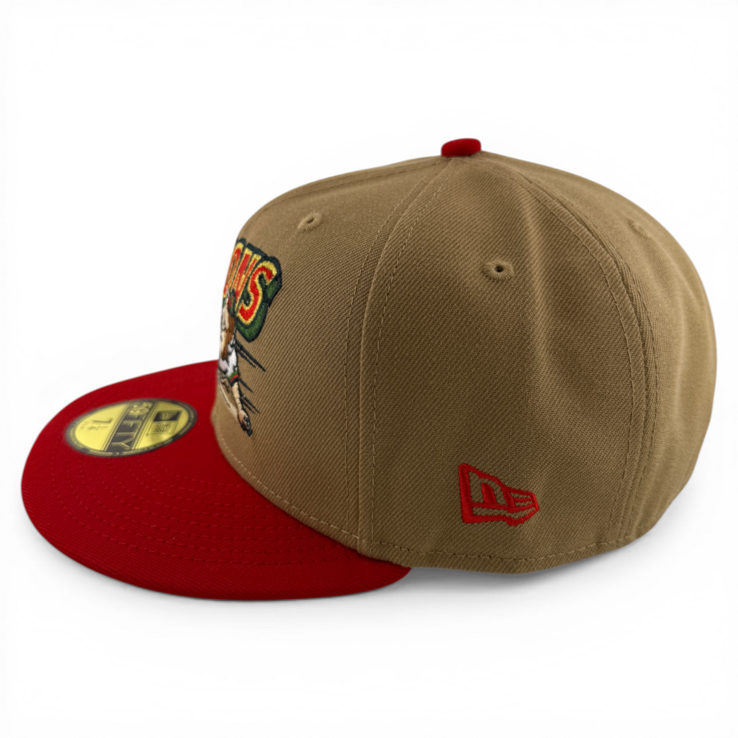 New Era Buffalo Bisons MiLB Tan Khaki Re-Dub Slider Logo 59Fifty Fitted Hat Cap