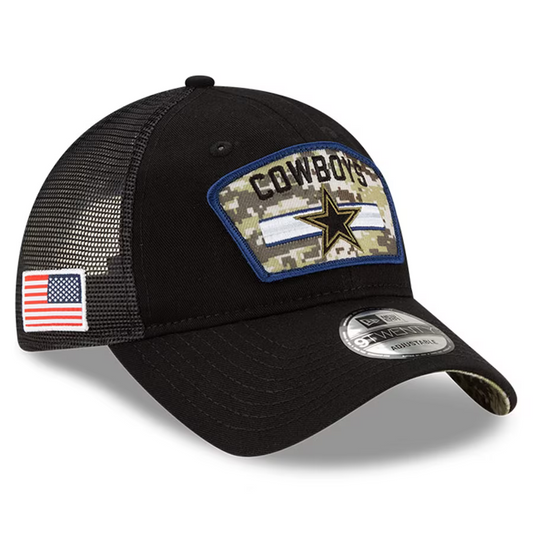 New Era Dallas Cowboys 2021 Salute to Service Black 9Twenty Snapback Trucker Hat Cap