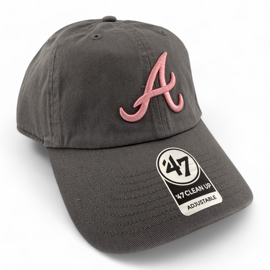 '47 Brand Atlanta Braves MLB Dark Grey Green Clean Up Adjustable Dad Hat Cap
