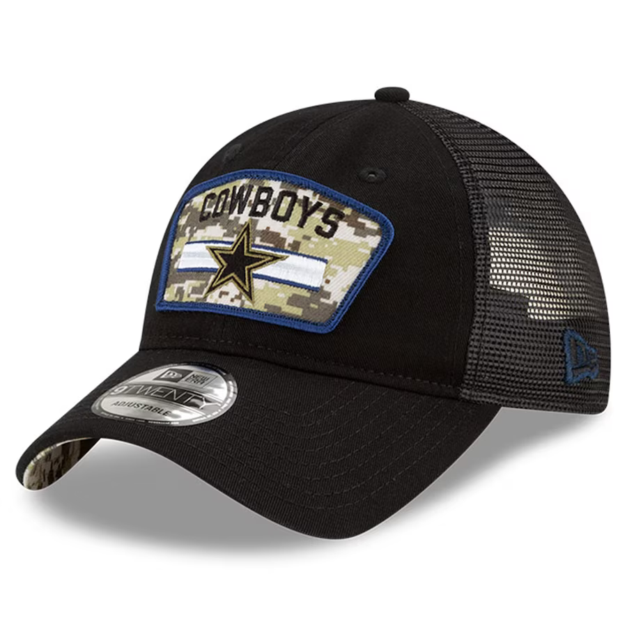 New Era Dallas Cowboys 2021 Salute to Service Black 9Twenty Snapback Trucker Hat Cap