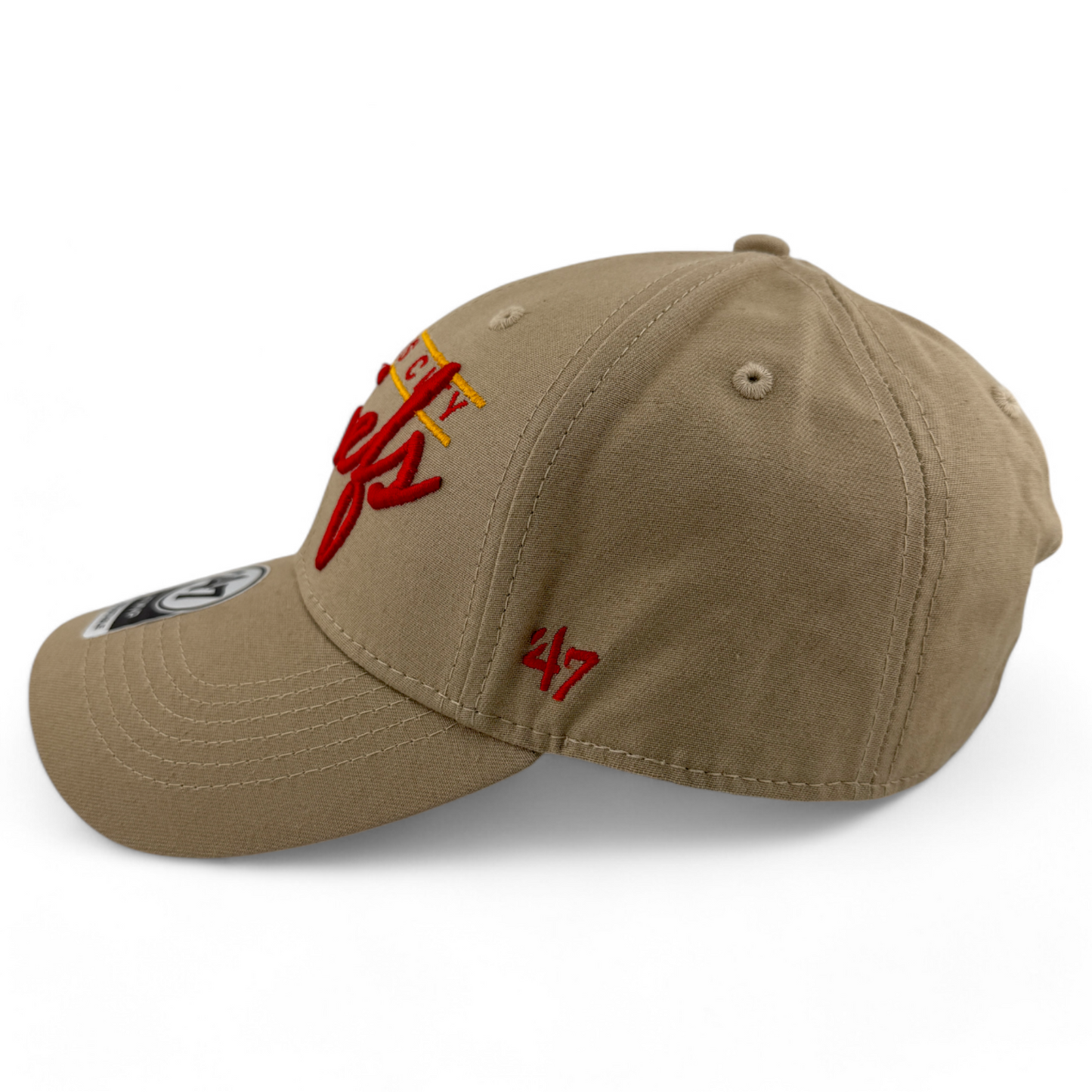 '47 Brand Kansas City Chiefs NFL Atwood Khaki Logo Patch MVP Adjustable Hat Cap