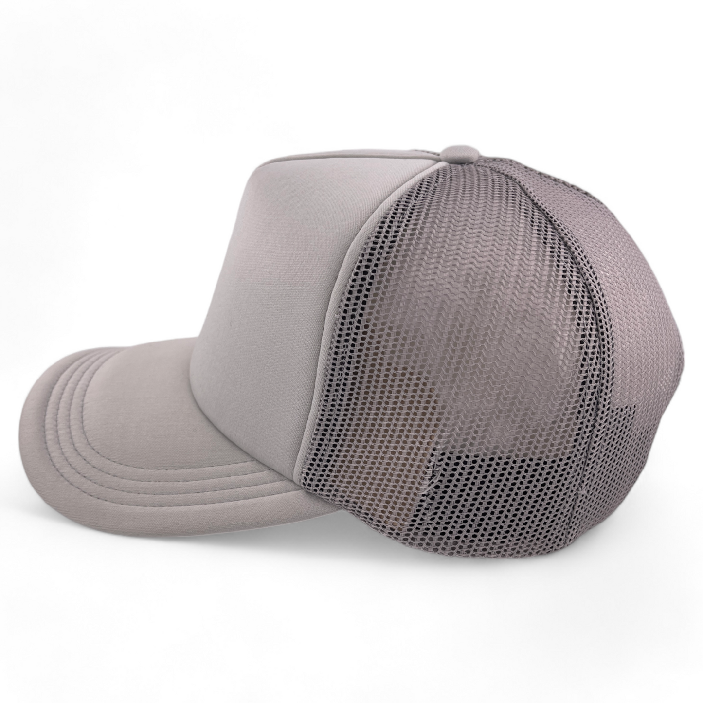 Crowns by Lids Blank (For Customs) All Grey Mesh Back Trucker Adjustable Hat Cap