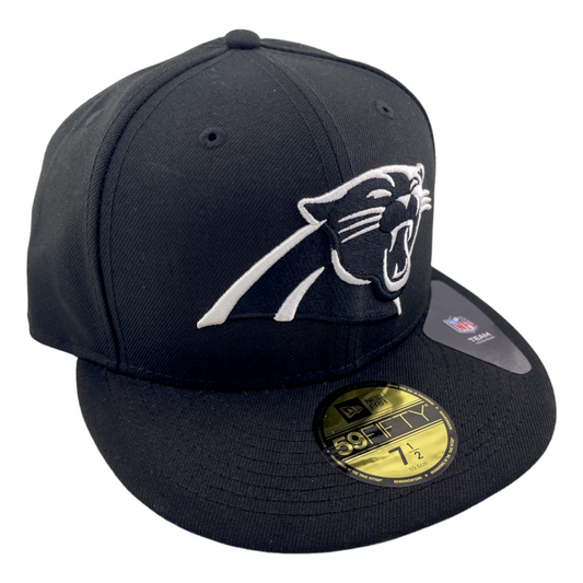 New Era Carolina Panthers Black and White Logo Black/Grey UV 59Fifty Fitted Hat Cap