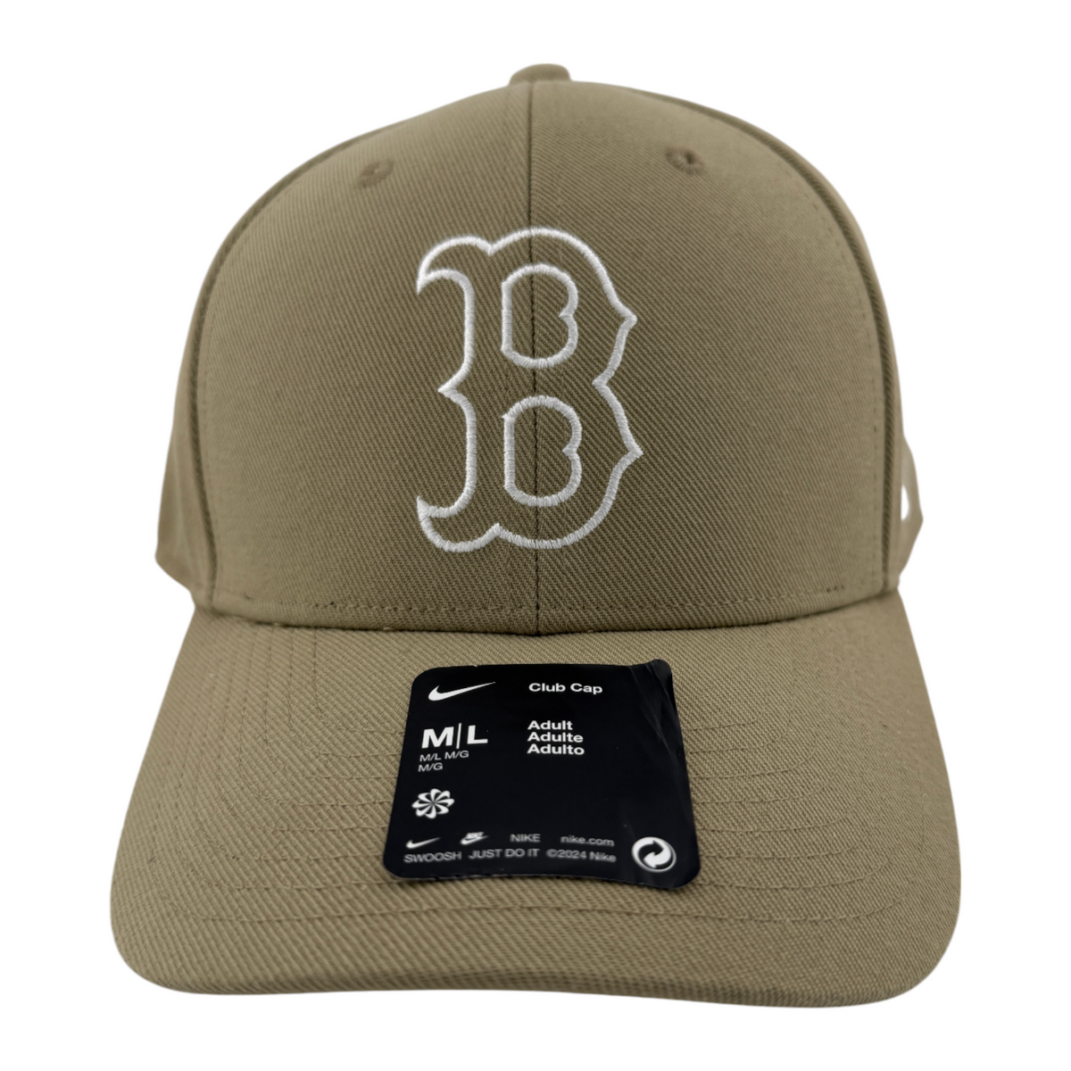 Nike Boston Red Sox MLB Khaki Tan Club Cap Structured Adjustable Hat Adult M/L