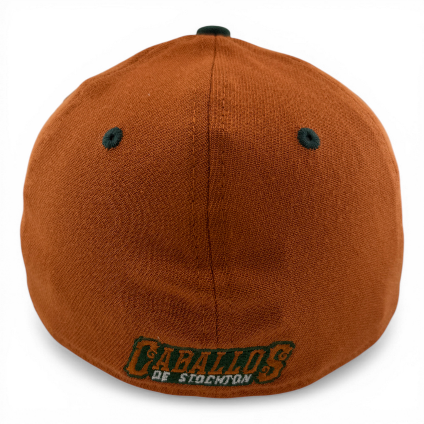 New Era Caballos de Stockton MiLB Rust Burnt Green 39Thirty Flex Fit Hat Cap