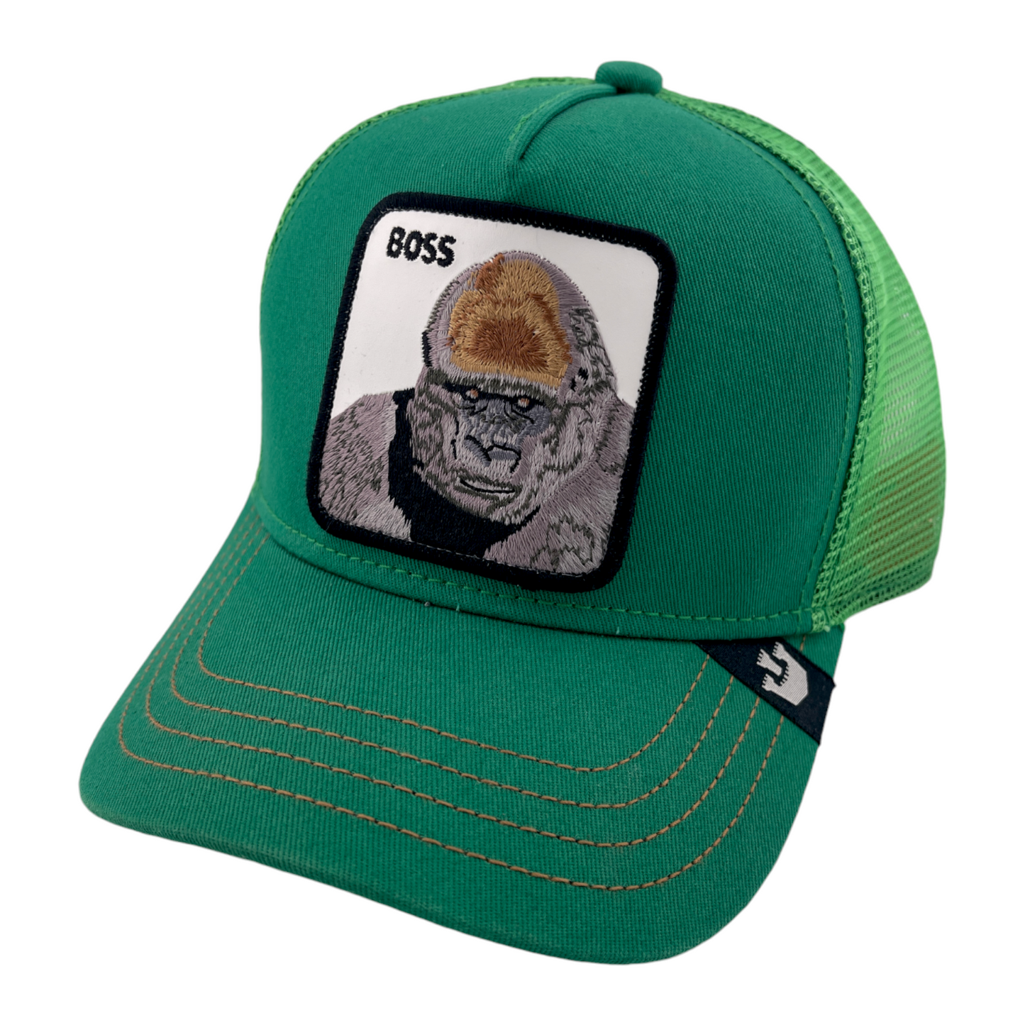 Goorin Bros Shot Caller Boss Gorilla Farm Green Mesh Back Trucker Snapback Hat