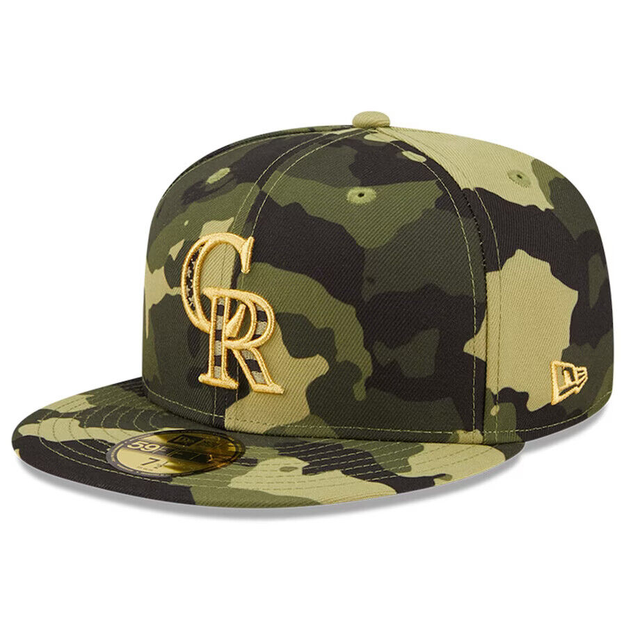 New Era Colorado Rockies 2022 Armed Forces Day Camo On-Field 59FIFTY Fitted Hat Cap