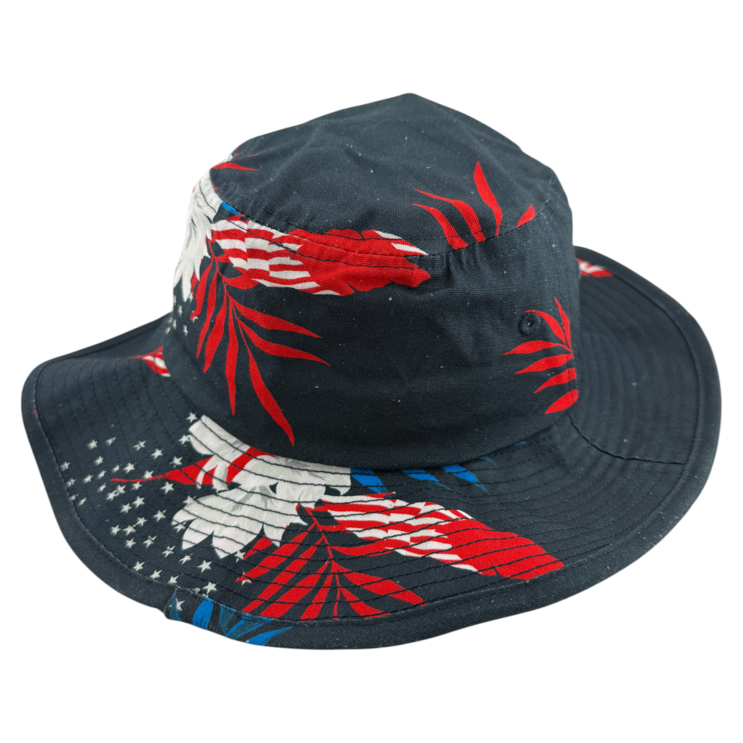 Billabong Big John Print July 4th Red White Blue Floral Safari Bucket Hat Boonie