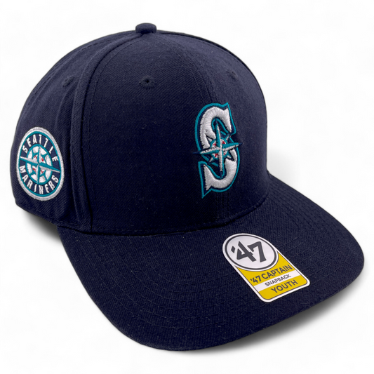 '47 Brand Seattle Mariners Sure Shot Captain Adjustable Snapback Hat Cap Youth