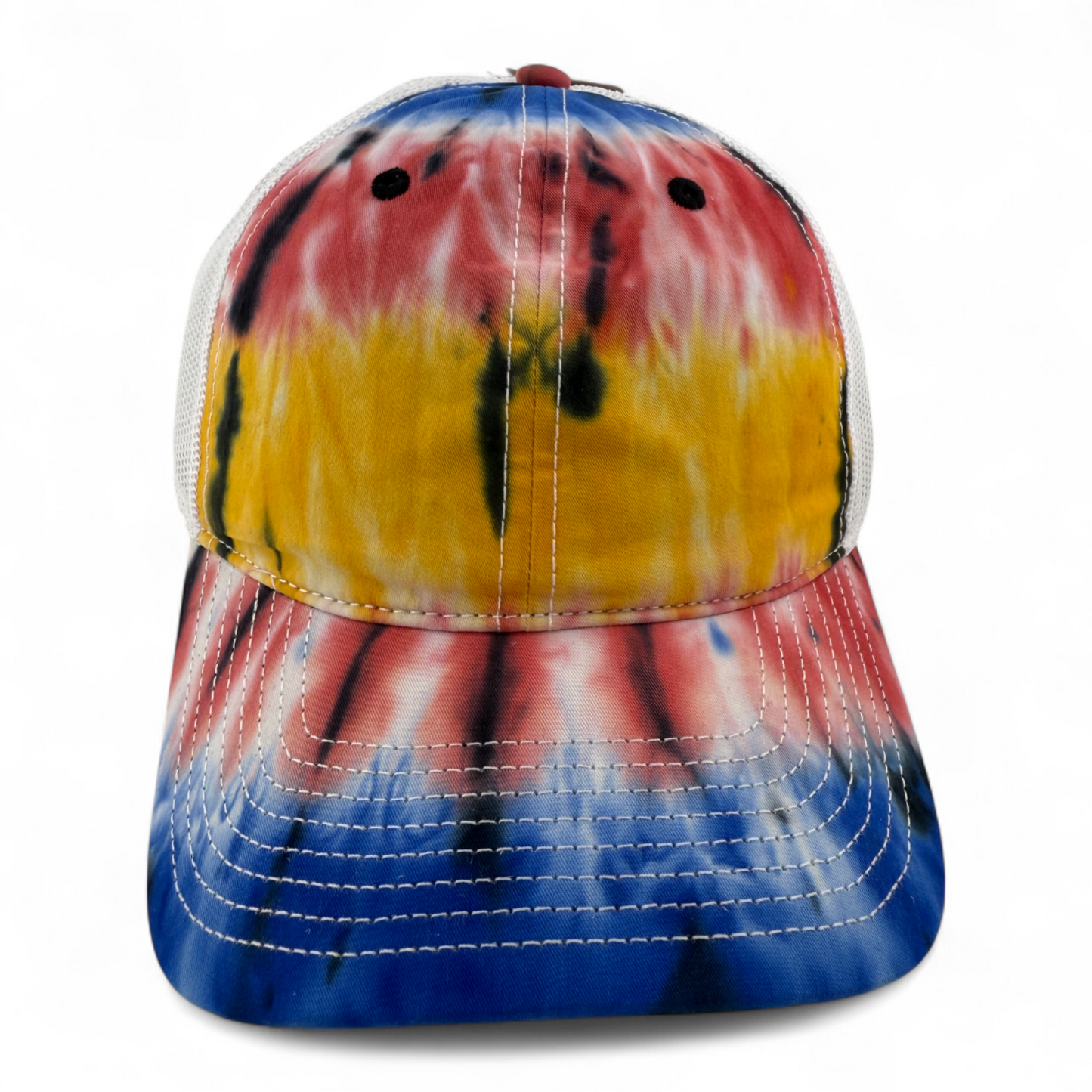 The Game GB470 Black Rainbow Tie Dye Trucker Mesh Snapback Adjustable Dad Hat