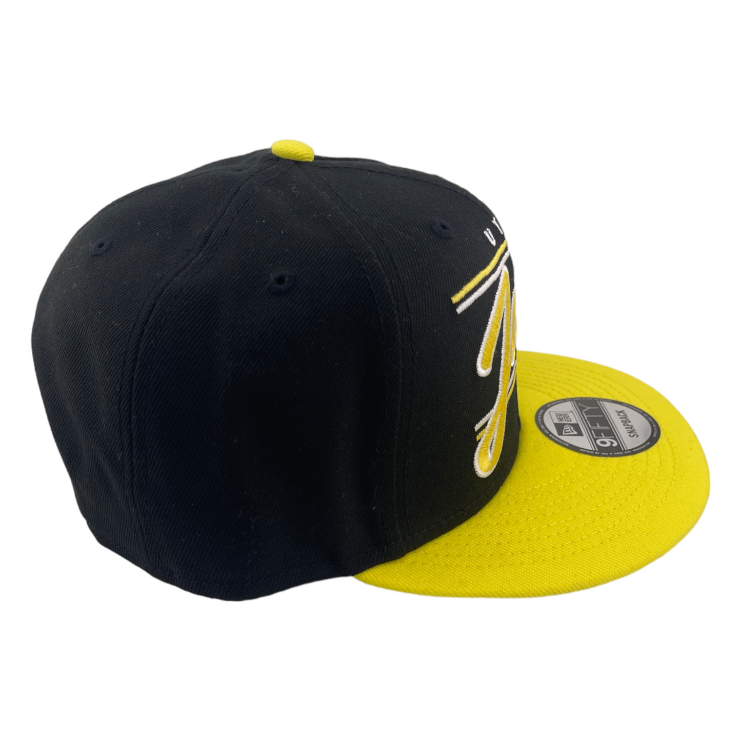 New Era Utah Jazz Team Script Logo Black/Yellow/Grey UV NBA 9FIFTY Snapback Hat Cap