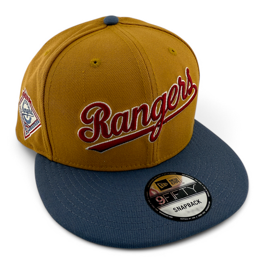 New Era Texas Rangers MLB Panama Tan 9FIFTY Snapback Adjustable Hat Cap