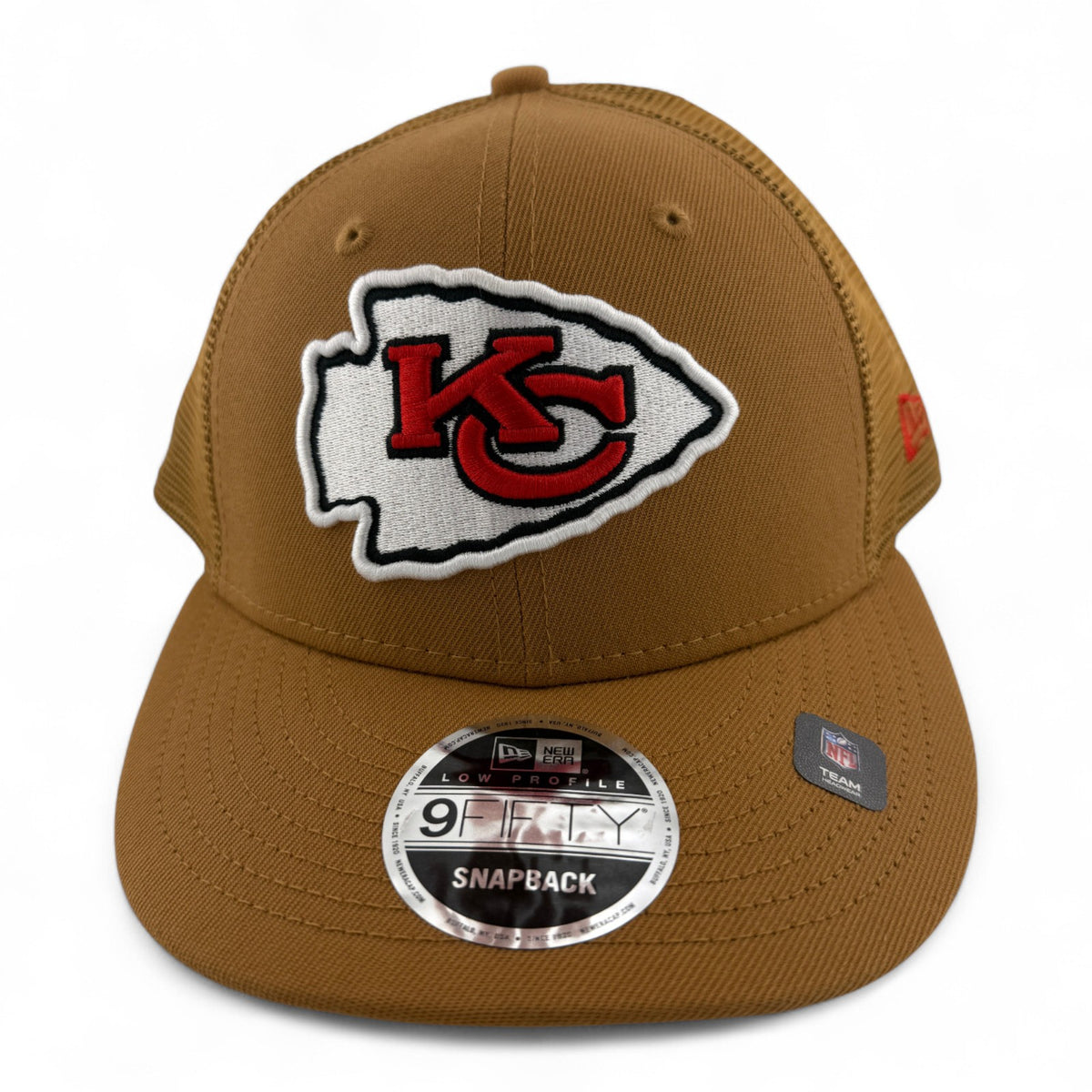 New Era Kansas City Chiefs Tan Khaki Bronze Mesh 9Fifty Low Profile Snapback Hat