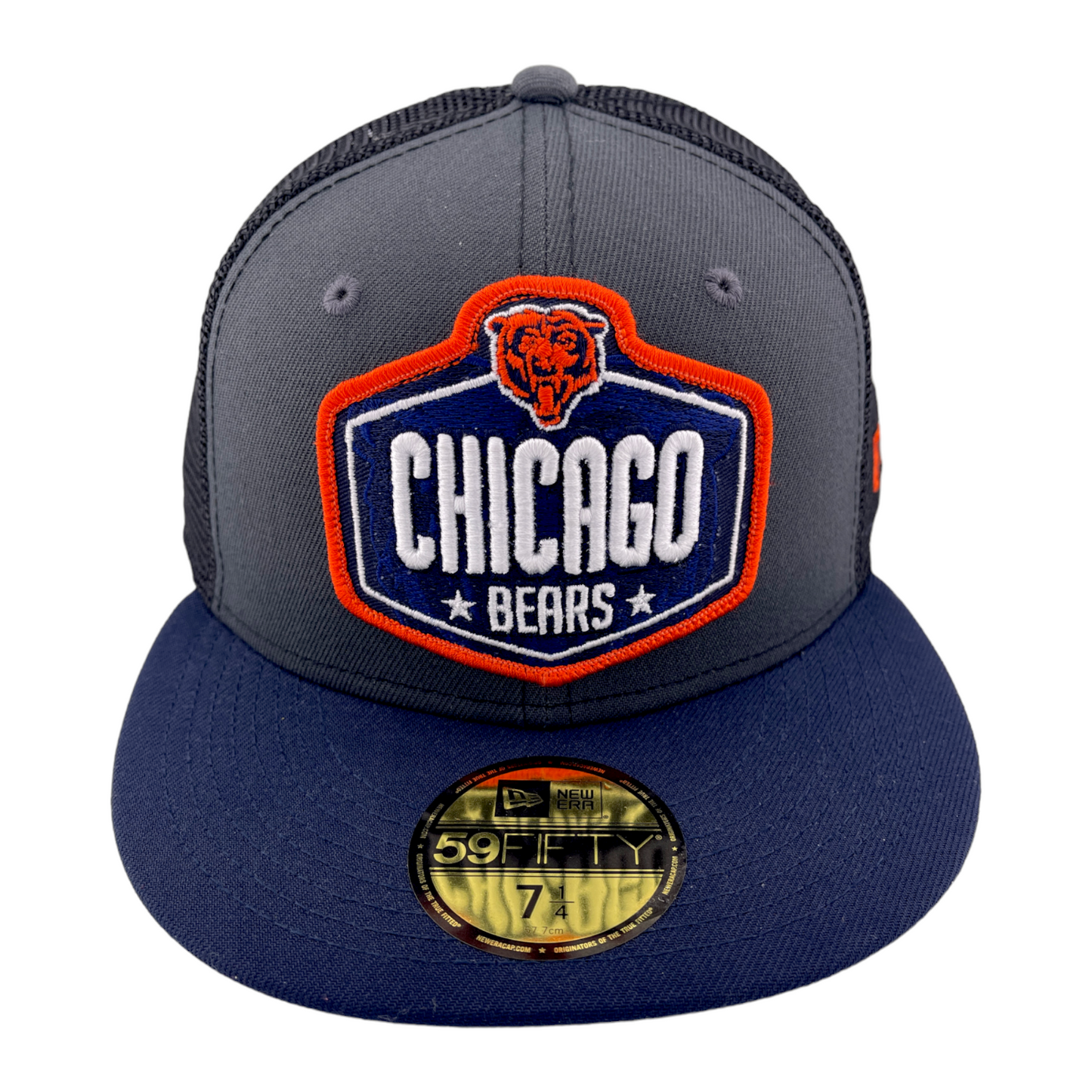 New Era Chicago Bears NFL 2021 Draft Mesh Back Trucker 59Fifty Fitted Hat Cap