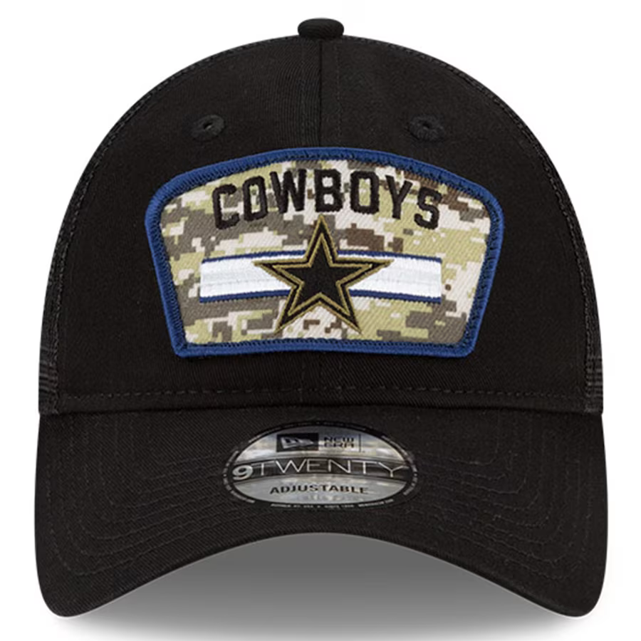 New Era Dallas Cowboys 2021 Salute to Service Black 9Twenty Snapback Trucker Hat Cap