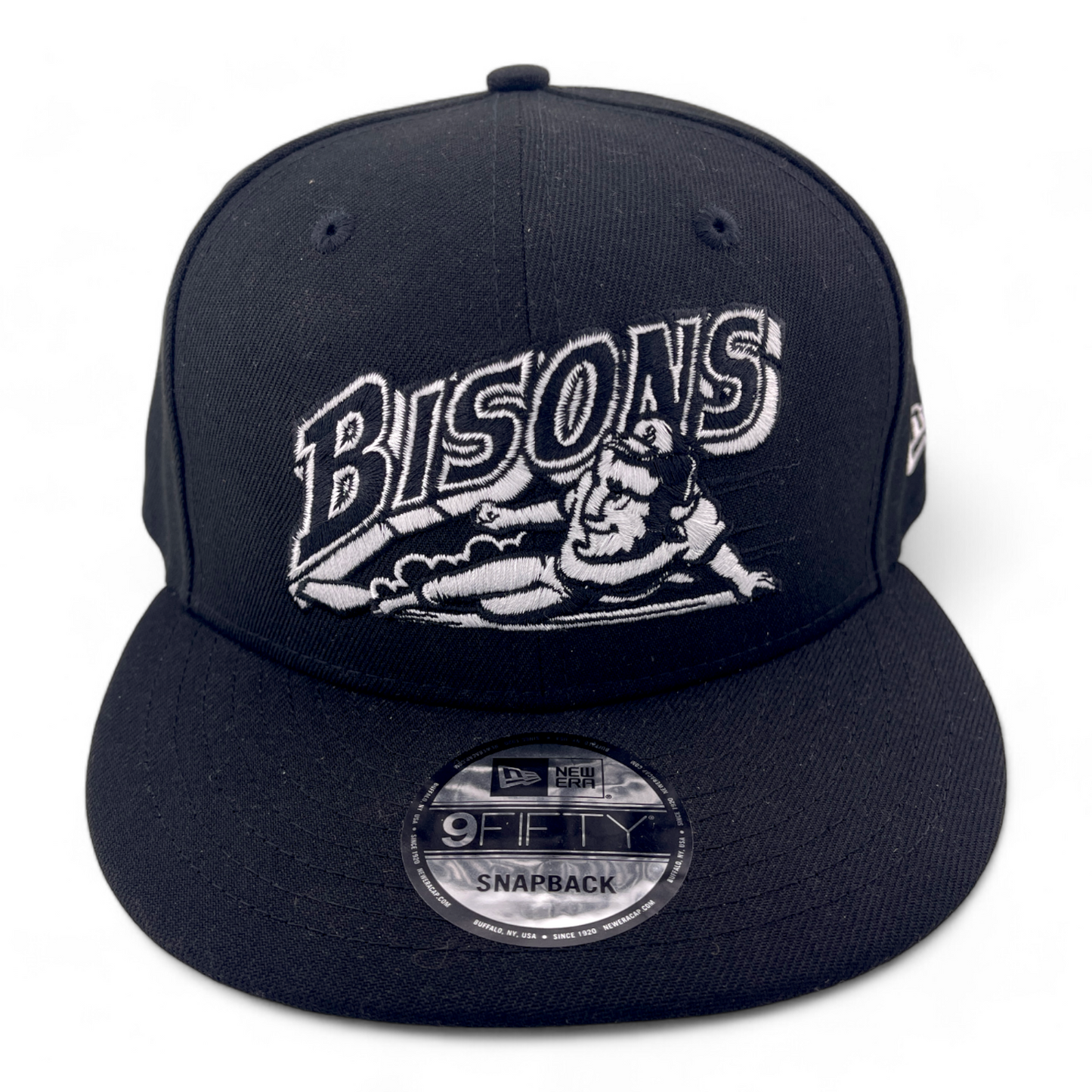 New Era Buffalo Bisons MiLB Black/White B-Dub 9FIFTY Snapback Adjustable Hat Cap