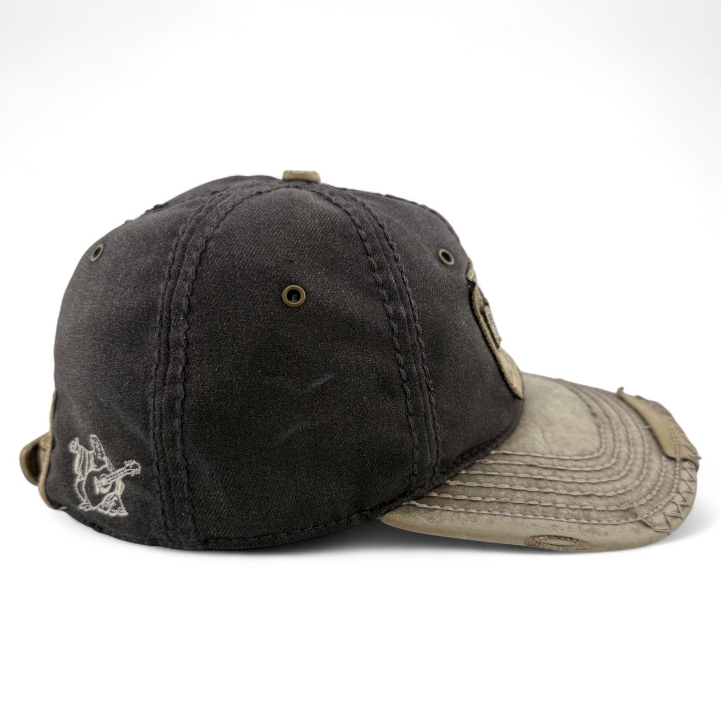 True Religion Brown Buddha Distressed RARE VINTAGE VTG Snap Adjustable Hat Cap