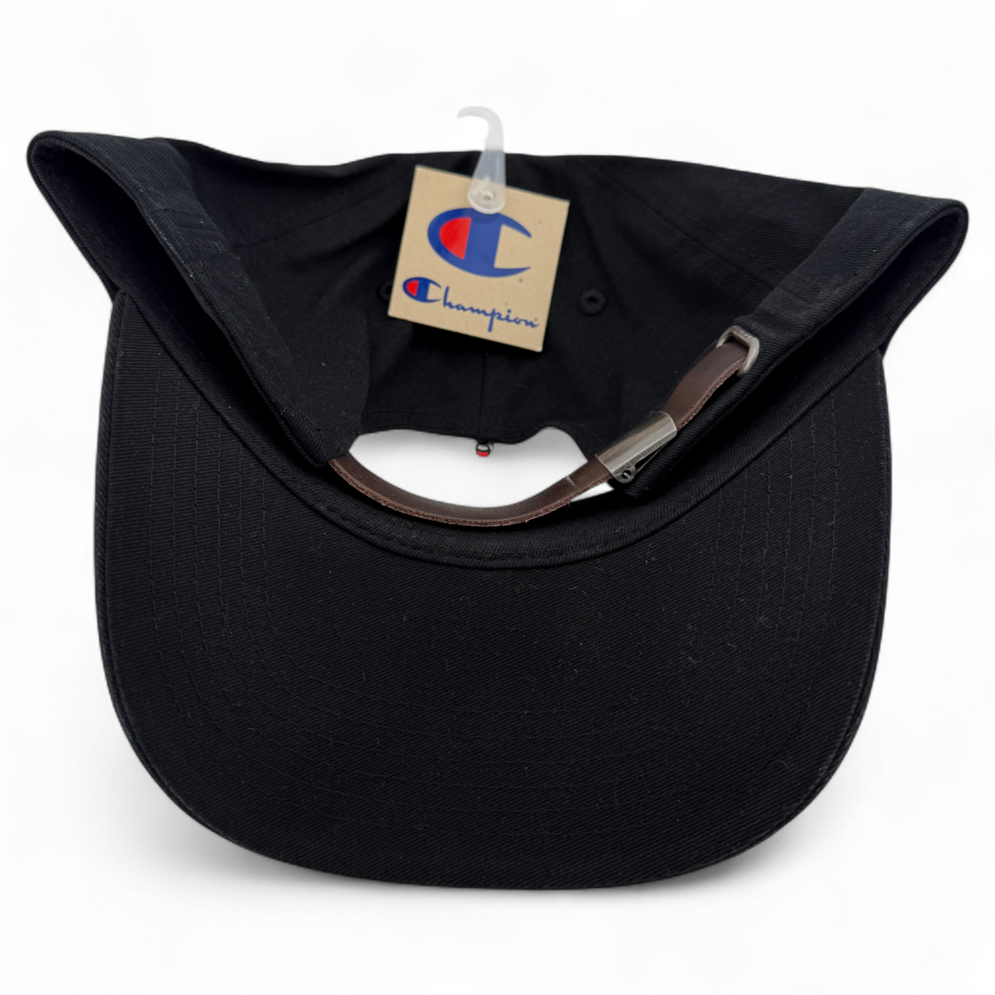 Champion Classic Script Twill All Black Logo Structured Adjustable Hat Cap