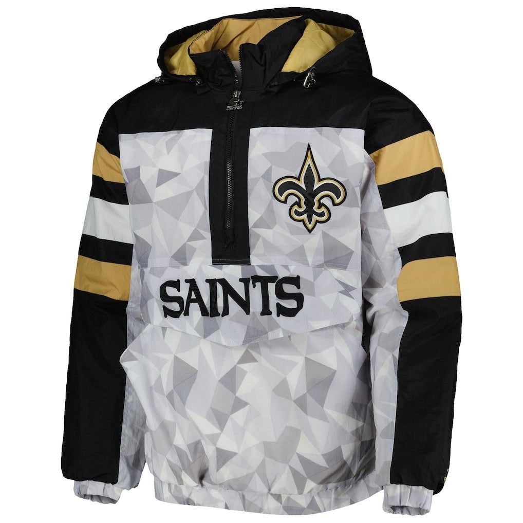 Starter New Orleans Saints NFL Thursday Night Half-Zip Hooded Jacket Mens XLarge