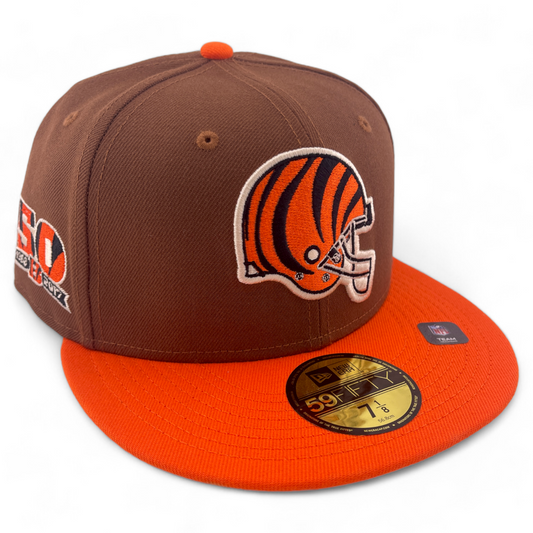 New Era Cincinnati Bengals NFL Harvest Pack 50th Patch Tan 59Fifty Fitted Hat