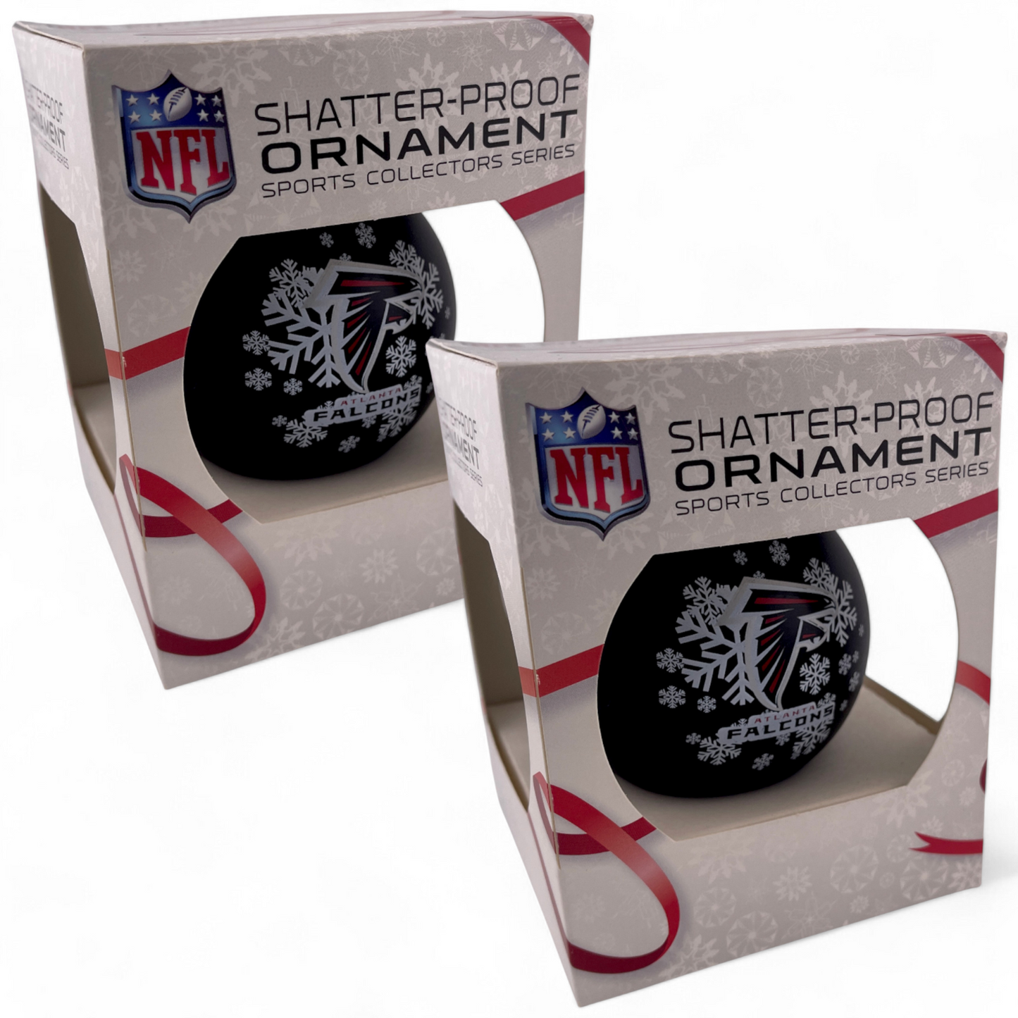 2-PACK Atlanta Falcons NFL Round Shatterproof Christmas Tree Boxed Ornament