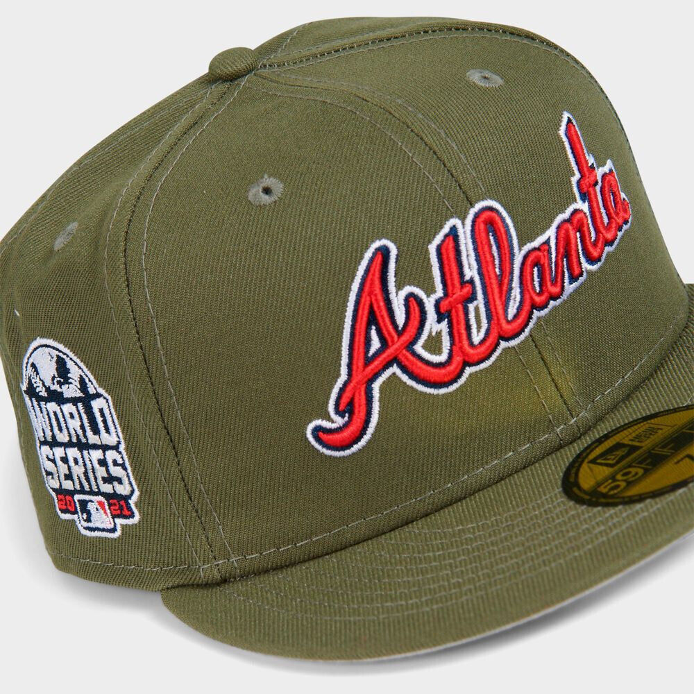 New Era Atlanta Braves 2021 World Series Patch Olive 59FIFTY Fitted Hat Cap