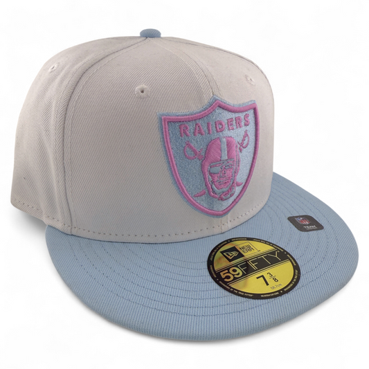 New Era Las Vegas Raiders NFL Cotton Candy Sky Blue/Pink 59FIFTY Fitted Hat Cap