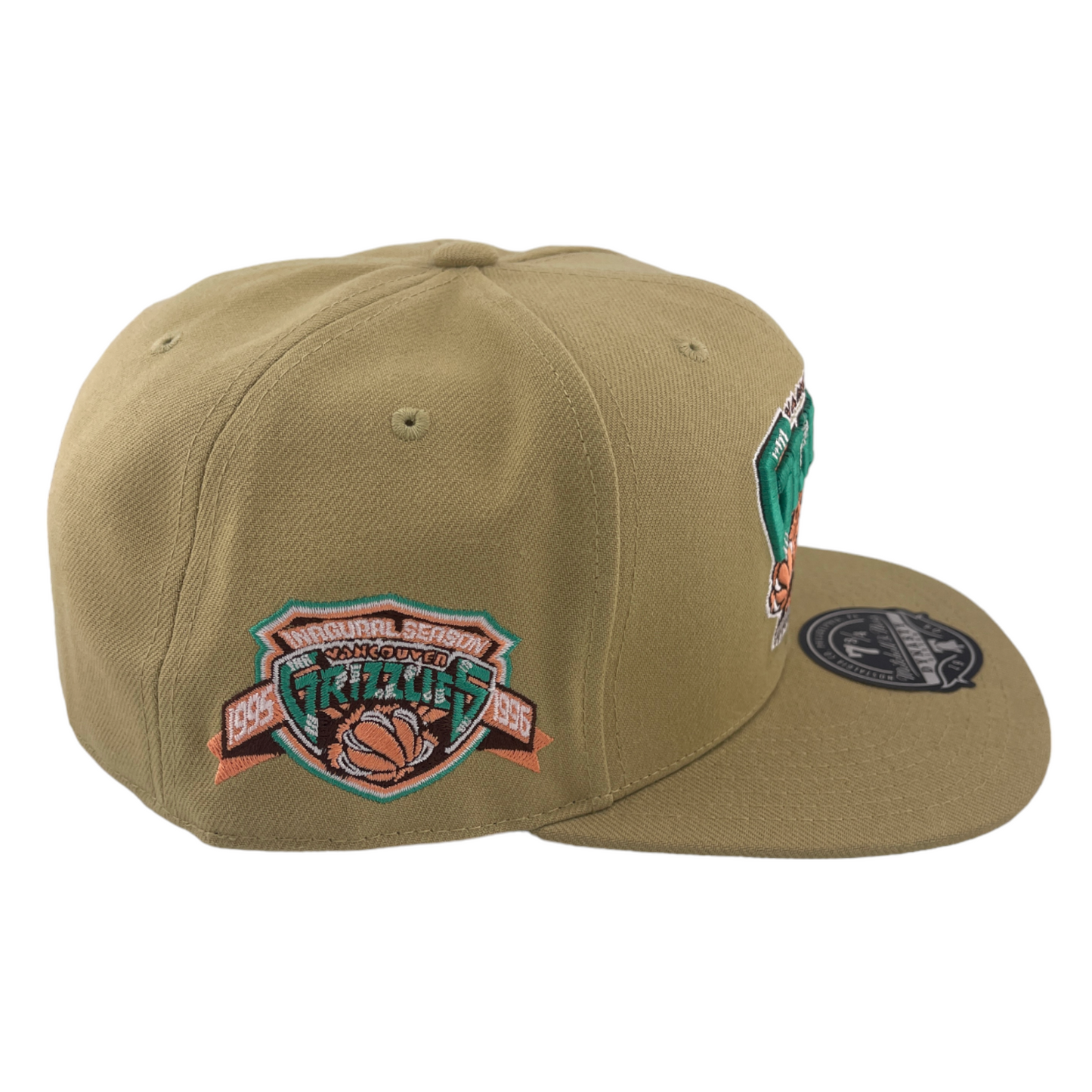 Mitchell & Ness Vancouver Grizzlies NBA Malibu Sunrise Khaki/Mint UV Fitted Hat