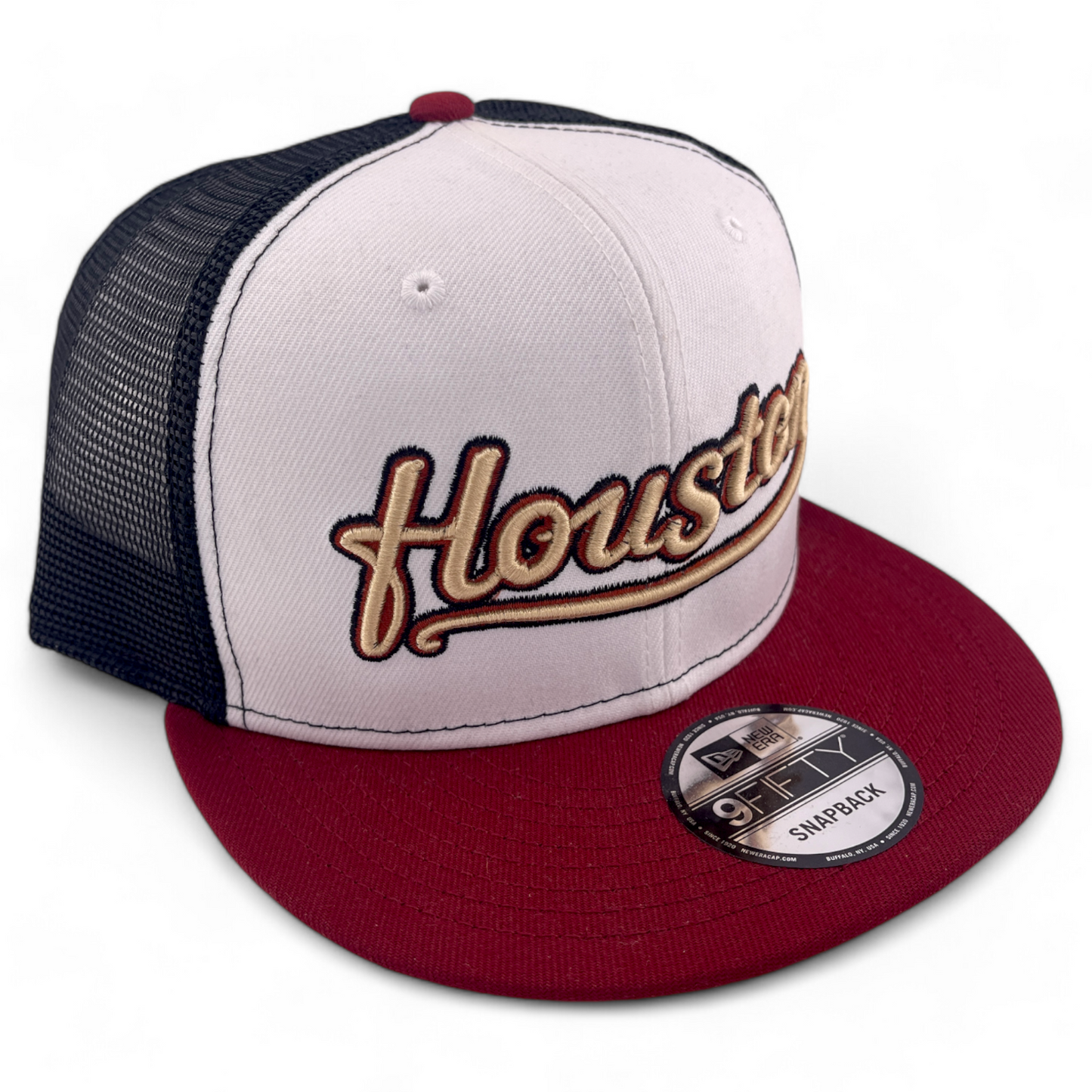 New Era Houston Astros MLB White Front Script 9FIFTY Mesh Snapback Trucker Hat