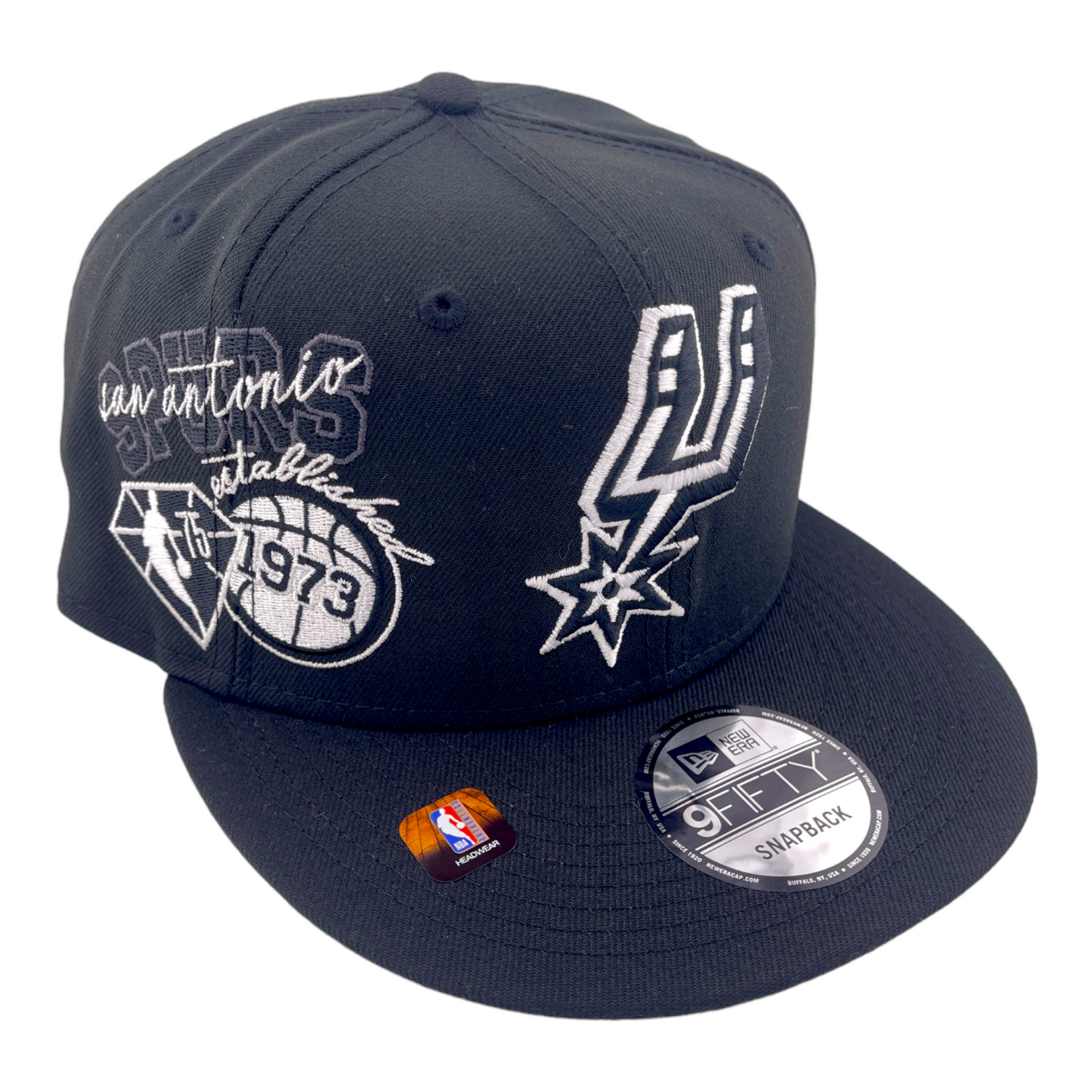 New Era San Antonio Spurs Back Half Black & White/Grey NBA 9FIFTY Snapback Hat Cap