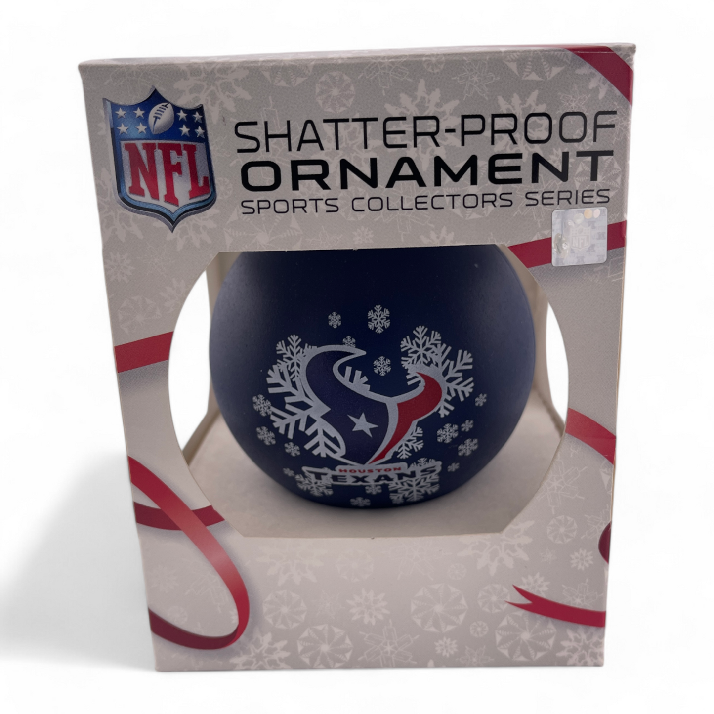 2-PACK Houston Texans NFL Navy Round Shatterproof Christmas Tree Boxed Ornament