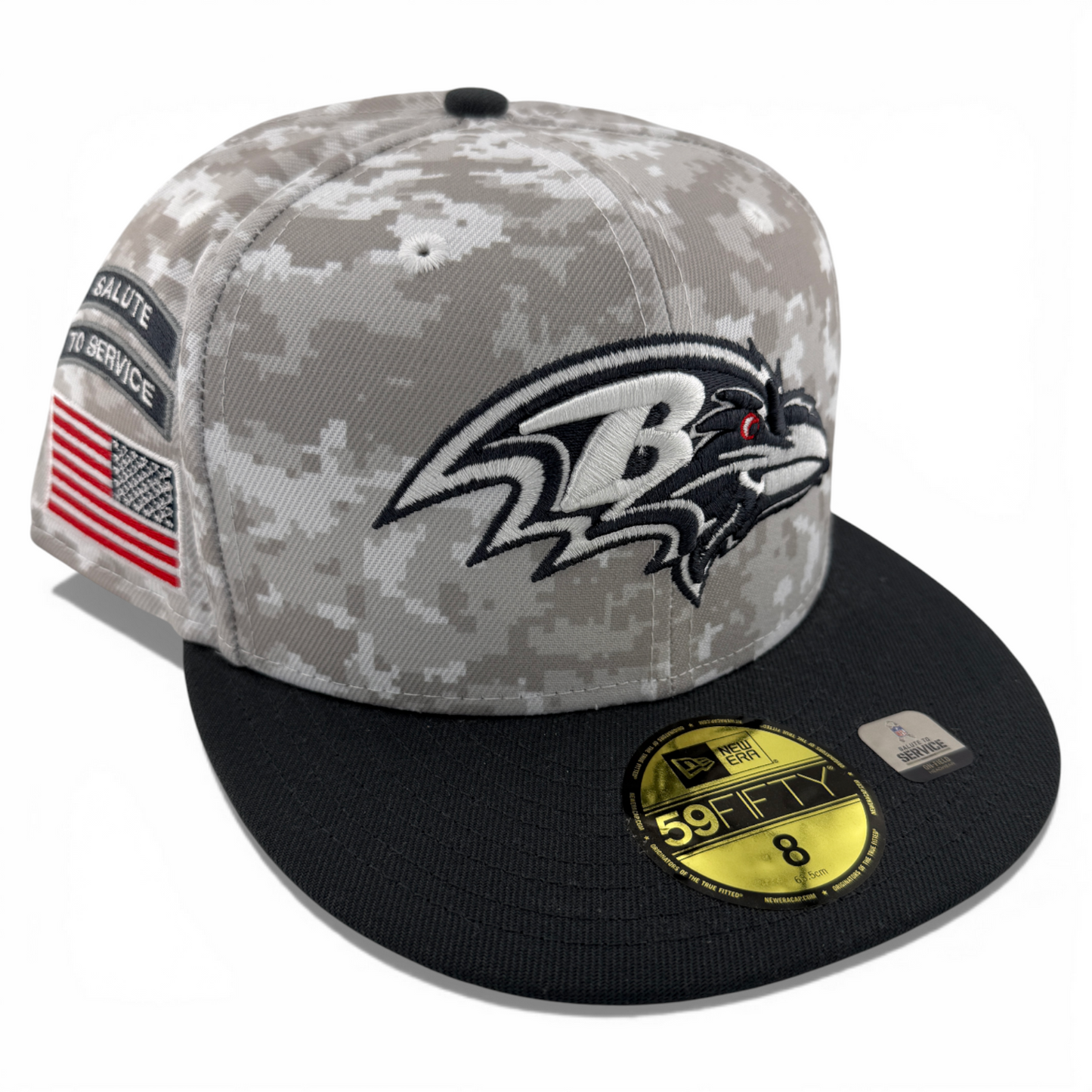 New Era Baltimore Ravens NFL 2024 Salute to Service Camo 59Fifty Fitted Hat Cap
