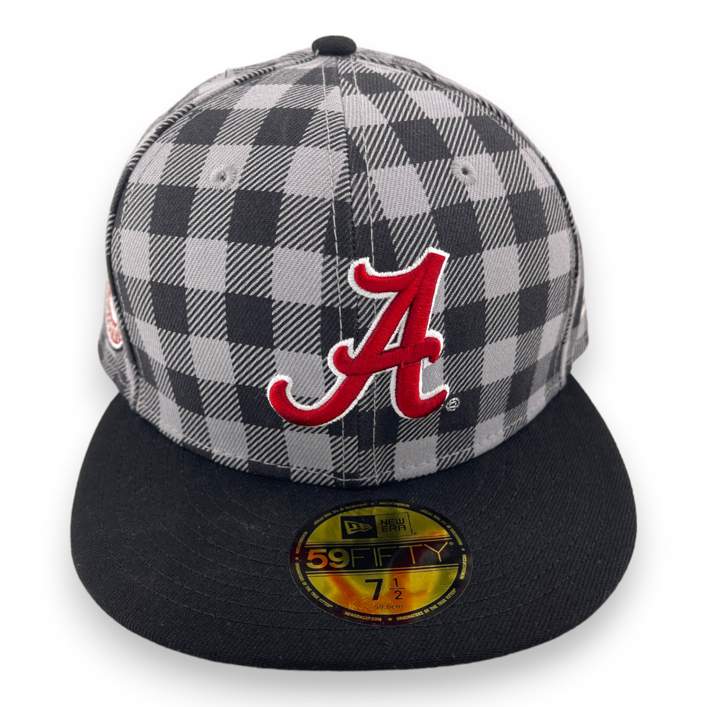 New Era Alabama Crimson Tide Side Patch Plaid Checkered Black/Gray 59FIFTY Hat Cap