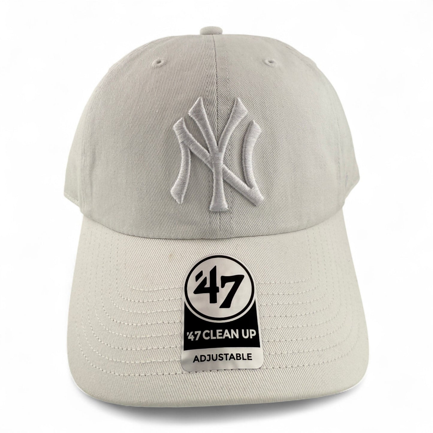 '47 Brand New York Yankees MLB All White Logo Clean Up Adjustable Dad Hat Cap