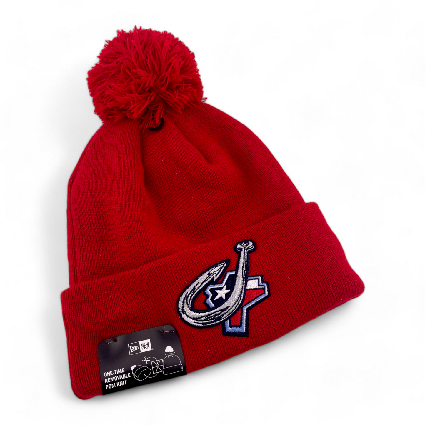 New Era Corpus Christi Hooks Marvel Removable Pom Beanie Cuffed Knit Cap OSFA