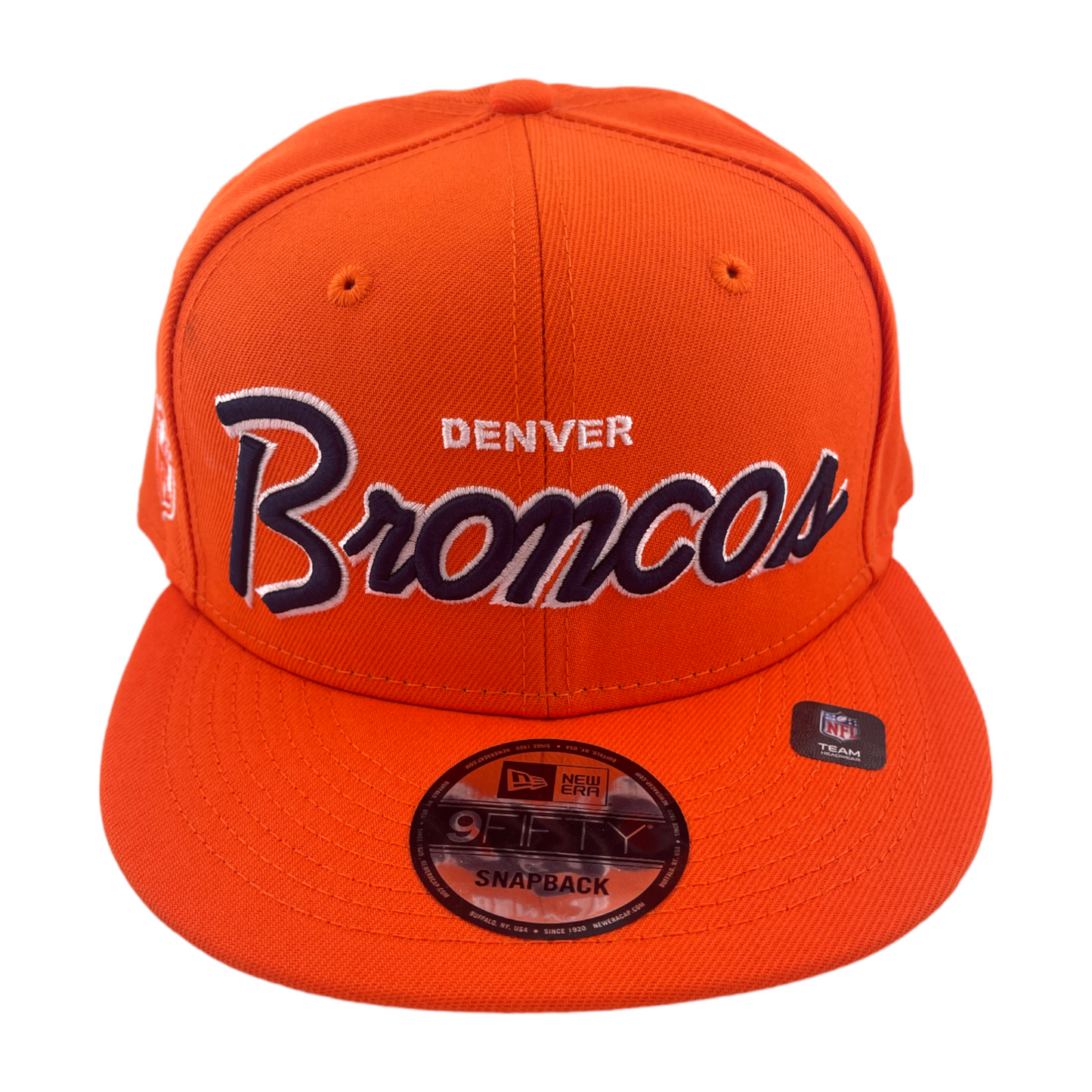 New Era Denver Broncos Script Up NFL Orange Grey 9FIFTY Snapback Hat Cap