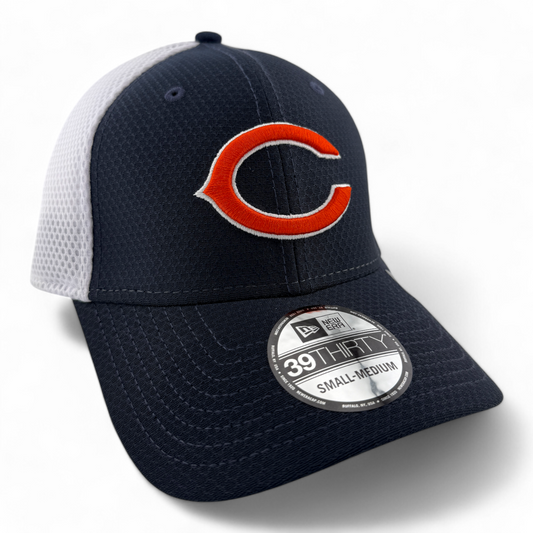 New Era Chicago Bears NFL Hex Navy White Neo Back 39Thirty Flex Fit Hat Cap