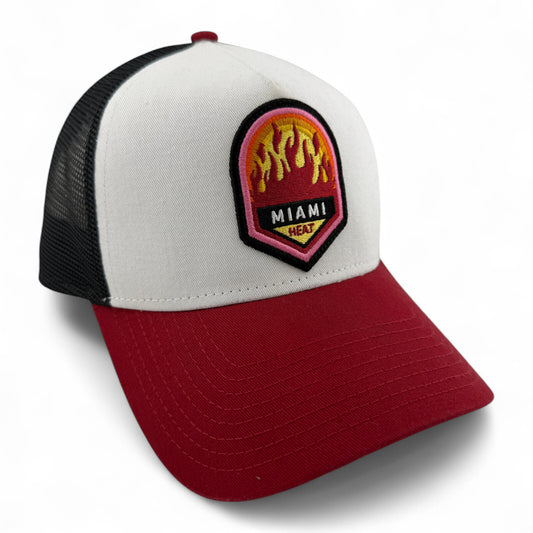 New Era Miami Heat NBA Red A-Frame 9Forty Trucker Snapback Adjustable Hat Cap