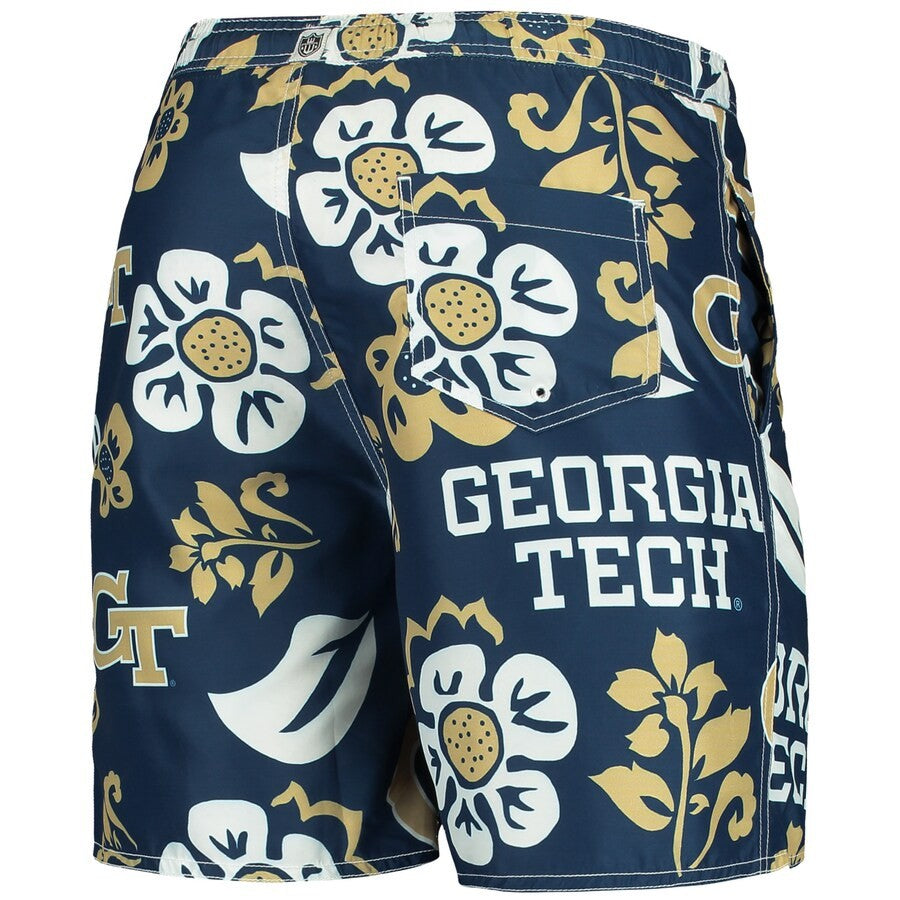 Wes & Willy Georgia Tech Yellow Jackets Hawaiian Floral Volley Swim Trunks XXL
