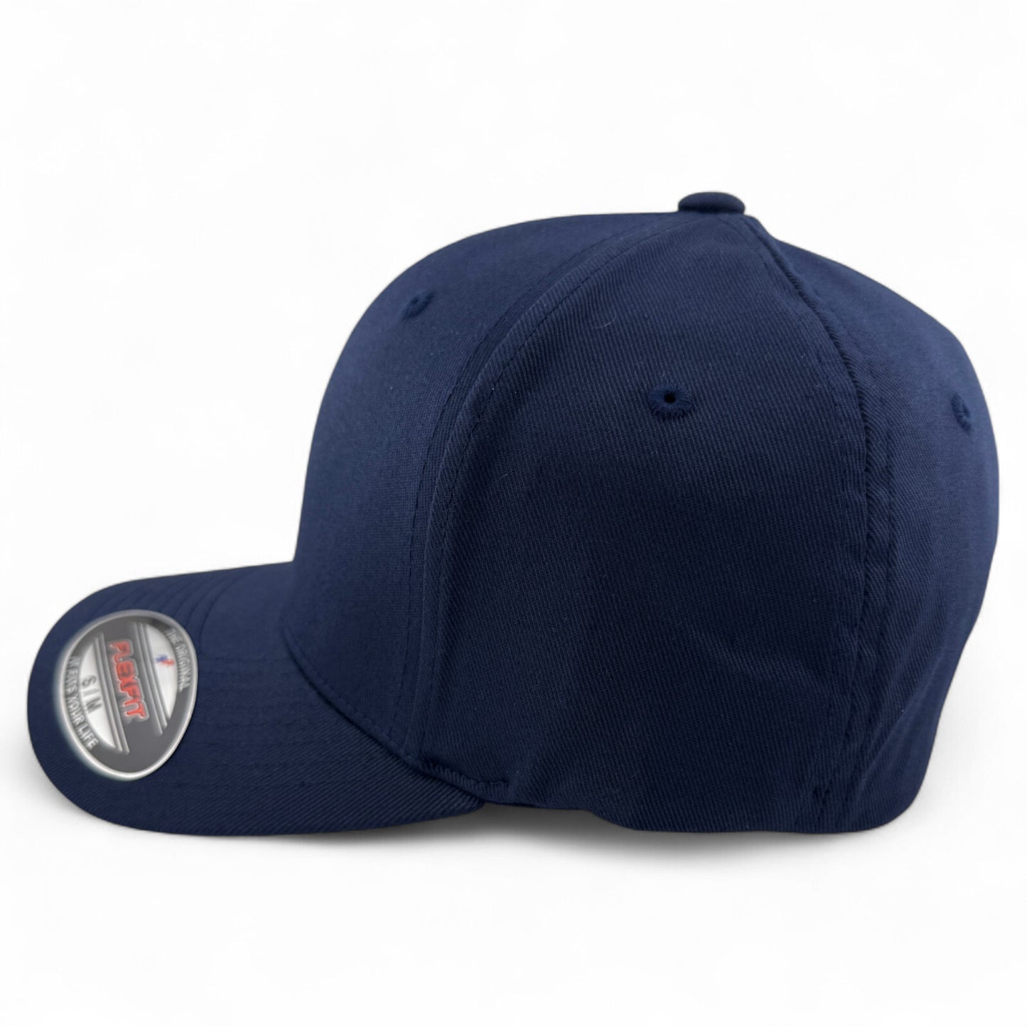 The Original FlexFit Blank All Navy Blue (For Customs) Structured Fitted Hat Cap