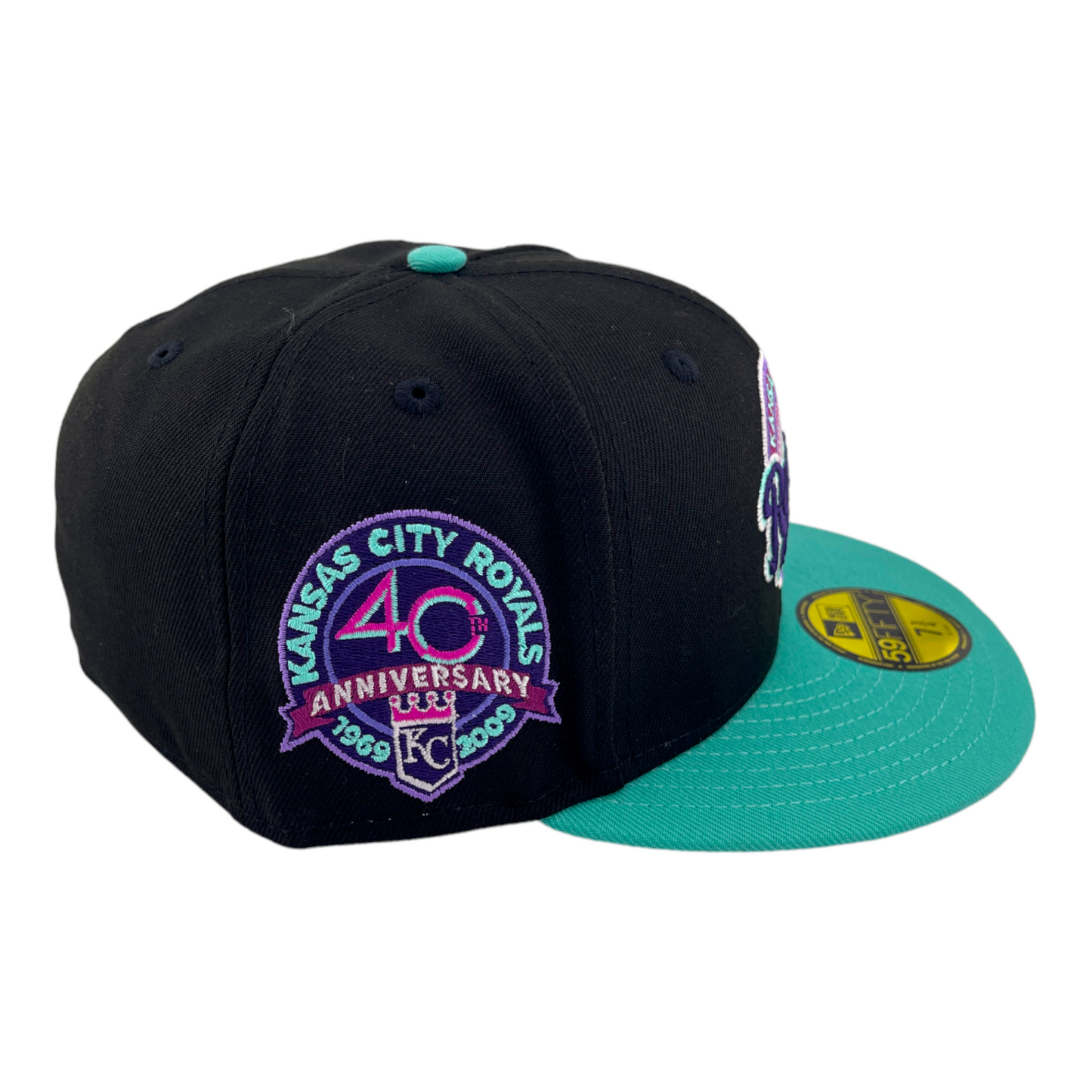 New Era Kansas City Royals 40th Anniversary Patch Retro Teal/Purple 59FIFTY Hat Cap