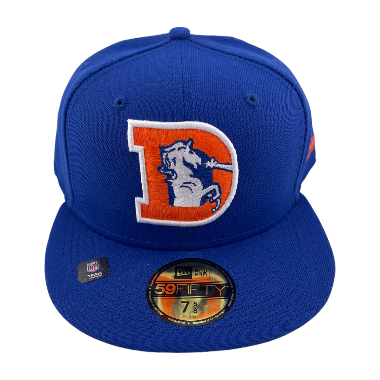 New Era Denver Broncos Throwback D Logo Blue/Grey UV 59Fifty Fitted Hat Cap