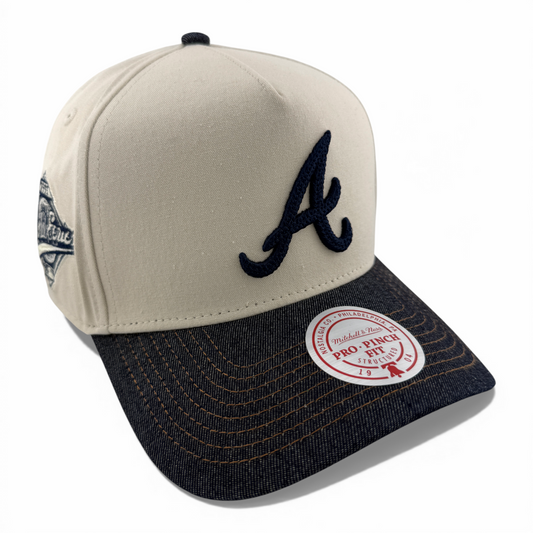 Mitchell & Ness Atlanta Braves Denim A-Frame Pro Pinch Fit Snapback Adjustable