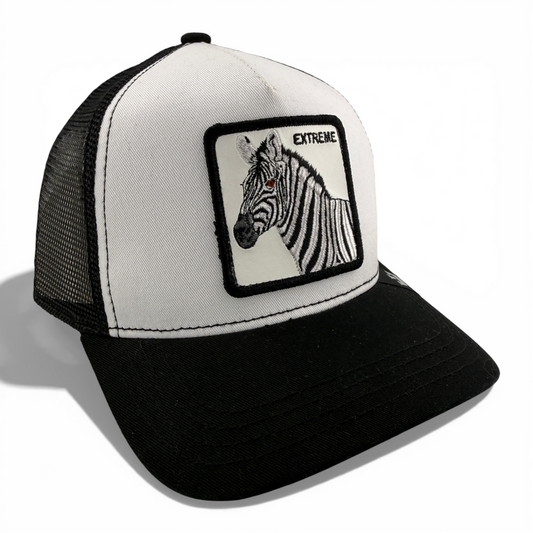 Goorin Bros Extreme Zebra The Farm White/Black Mesh Back Trucker Snapback Hat